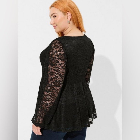 Torrid Stretch Lace V-Neck Smocked Waist Long Sleeve Babydoll Size 4x - Picture 3 of 13